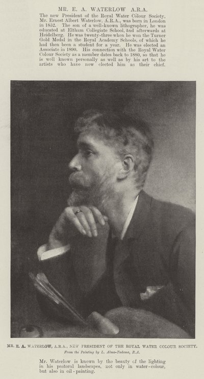 Mr. E. A. Waterlow, ARA, neuer Präsident der Royal Water Colour Society von Lawrence Alma Tadema